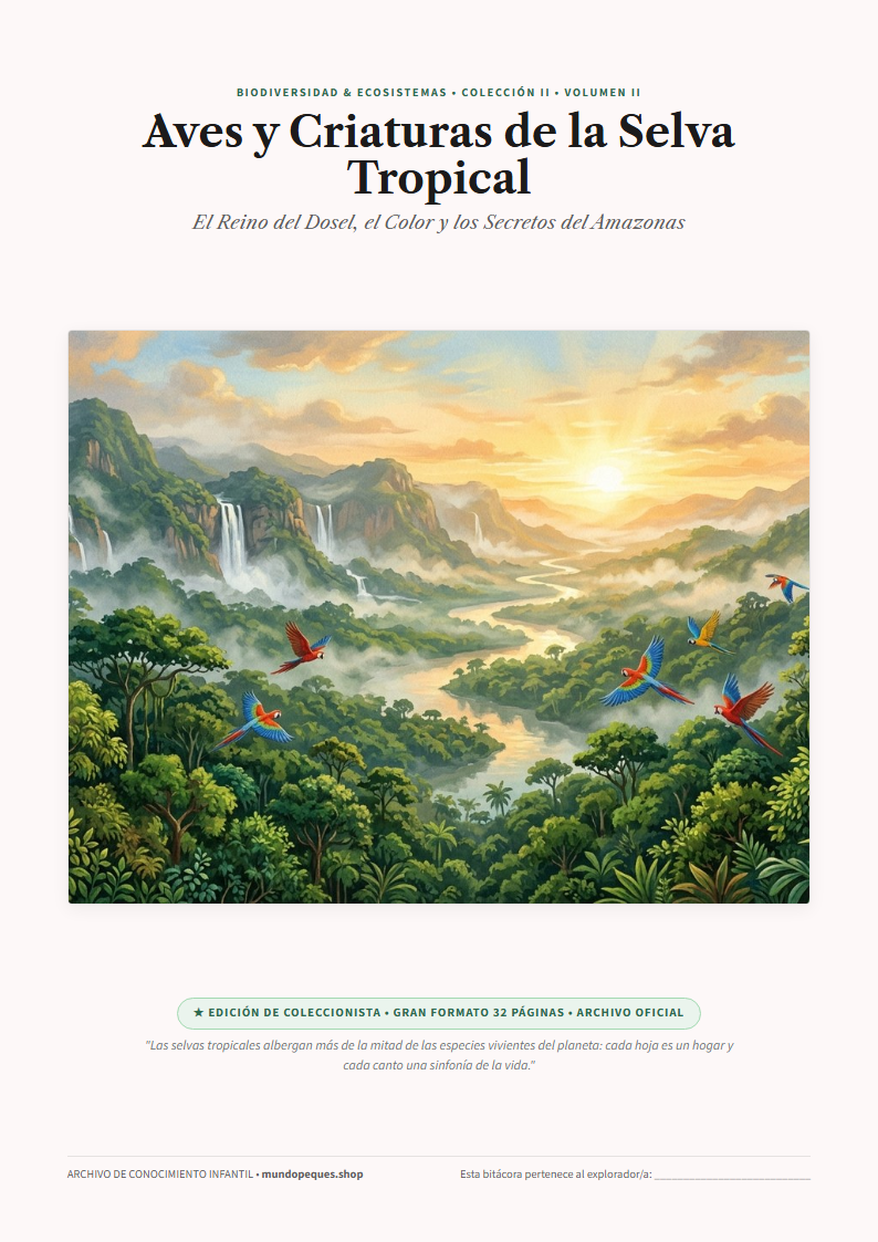 Portada de Aves y Criaturas de la Selva Tropical: El Reino del Dosel, el Color y los Secretos del Amazonas