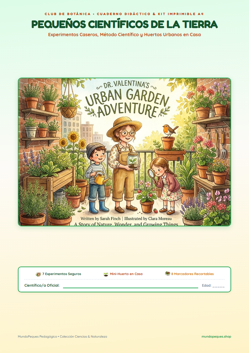 Portada de Pequeños Científicos de la Tierra: Experimentos Caseros y Huertos Urbanos